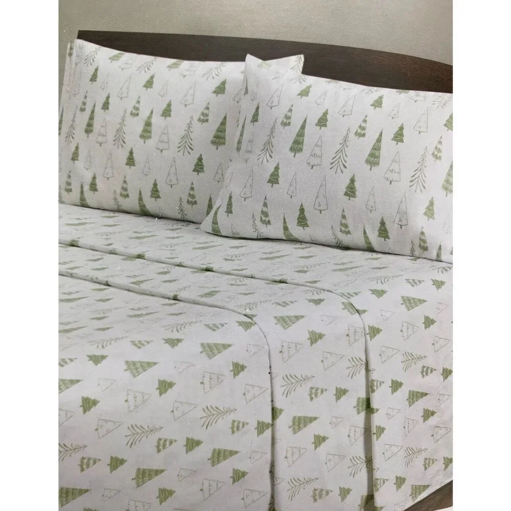 Huntington Home Flannel Winter Tree Bed Sheet Set